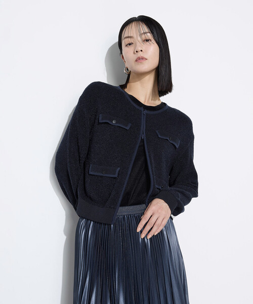 K.T KIYOKO TAKASE（キヨコタカセ）の「モールジャカードニット ジップアップカーディガン（カーディガン/ボレロ・レディース・グレー/ネイビー・9号/11号）」の2枚目の写真