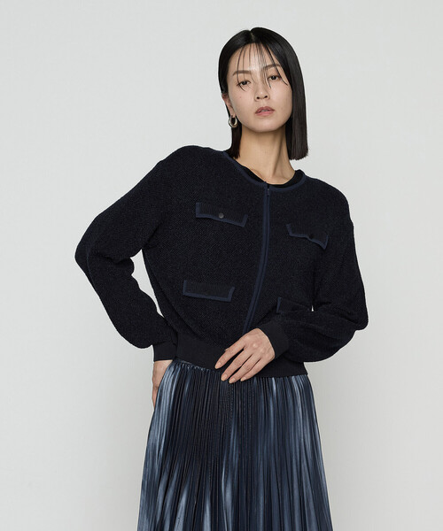 K.T KIYOKO TAKASE（キヨコタカセ）の「モールジャカードニット ジップアップカーディガン（カーディガン/ボレロ・レディース・グレー/ネイビー・9号/11号）」の4枚目の写真