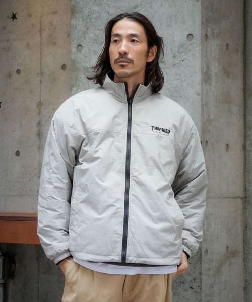 THRASHER（スラッシャー）の「NYLON/BOA REVERSIBLE STAND JACKET/THRASHER スラッシャー ボア リバーシブル スタンドジャケット 2WAY フリース ストリート スケーター カジュアル アウター（その他アウター・メンズ・カーキ/ブラック/ライトグレー・MEDIUM/LARGE/X-LARGE）」の17枚目の写真