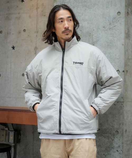 THRASHER（スラッシャー）の「NYLON/BOA REVERSIBLE STAND JACKET/THRASHER スラッシャー ボア リバーシブル スタンドジャケット 2WAY フリース ストリート スケーター カジュアル アウター（その他アウター・メンズ・カーキ/ブラック/ライトグレー・MEDIUM/LARGE/X-LARGE）」の18枚目の写真