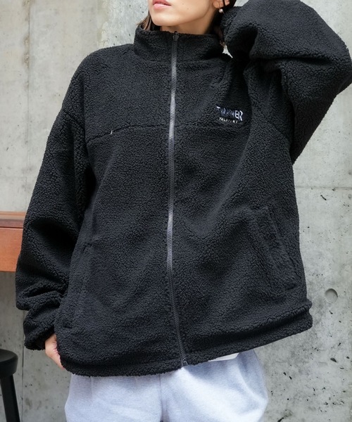 THRASHER（スラッシャー）の「NYLON/BOA REVERSIBLE STAND JACKET/THRASHER スラッシャー ボア リバーシブル スタンドジャケット 2WAY フリース ストリート スケーター カジュアル アウター（その他アウター・メンズ・カーキ/ブラック/ライトグレー・MEDIUM/LARGE/X-LARGE）」の11枚目の写真