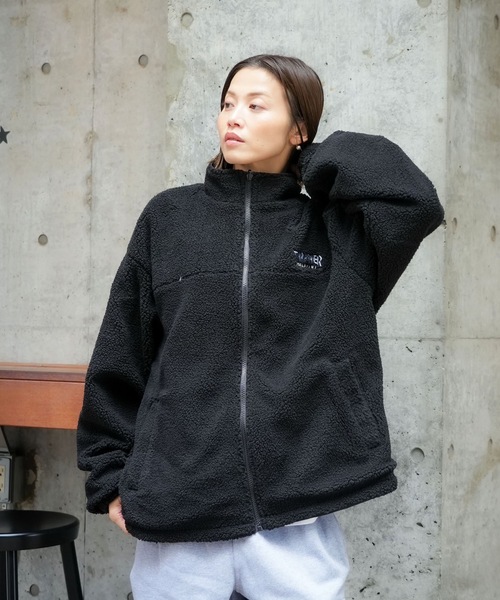 THRASHER（スラッシャー）の「NYLON/BOA REVERSIBLE STAND JACKET/THRASHER スラッシャー ボア リバーシブル スタンドジャケット 2WAY フリース ストリート スケーター カジュアル アウター（その他アウター・メンズ・カーキ/ブラック/ライトグレー・MEDIUM/LARGE/X-LARGE）」の10枚目の写真