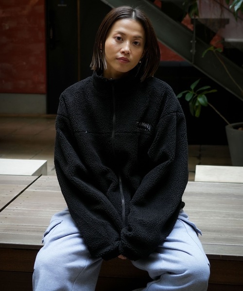 THRASHER（スラッシャー）の「NYLON/BOA REVERSIBLE STAND JACKET/THRASHER スラッシャー ボア リバーシブル スタンドジャケット 2WAY フリース ストリート スケーター カジュアル アウター（その他アウター・メンズ・カーキ/ブラック/ライトグレー・MEDIUM/LARGE/X-LARGE）」の12枚目の写真