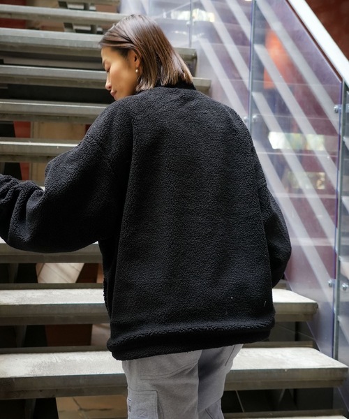 THRASHER（スラッシャー）の「NYLON/BOA REVERSIBLE STAND JACKET/THRASHER スラッシャー ボア リバーシブル スタンドジャケット 2WAY フリース ストリート スケーター カジュアル アウター（その他アウター・メンズ・カーキ/ブラック/ライトグレー・MEDIUM/LARGE/X-LARGE）」の13枚目の写真