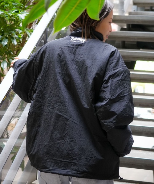 THRASHER（スラッシャー）の「NYLON/BOA REVERSIBLE STAND JACKET/THRASHER スラッシャー ボア リバーシブル スタンドジャケット 2WAY フリース ストリート スケーター カジュアル アウター（その他アウター・メンズ・カーキ/ブラック/ライトグレー・MEDIUM/LARGE/X-LARGE）」の7枚目の写真