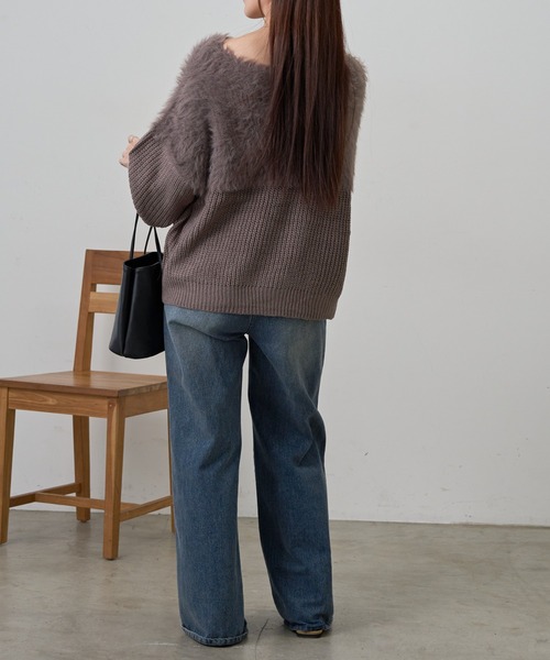 COLONY 2139（コロニートゥーワンスリーナイン）の「切替シャギーニット（ニット/セーター・レディース・ブラウン/レッド/グレー/アイボリー/グレイッシュベージュ/サックスブルー・FREE）」の14枚目の写真