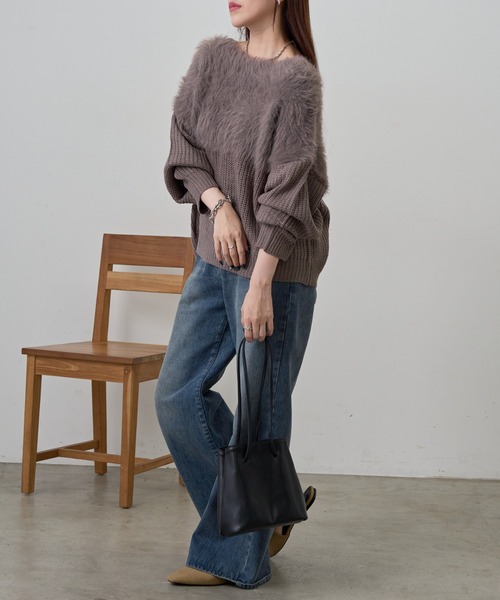 COLONY 2139（コロニートゥーワンスリーナイン）の「切替シャギーニット（ニット/セーター・レディース・ブラウン/レッド/グレー/アイボリー/グレイッシュベージュ/サックスブルー・FREE）」の15枚目の写真