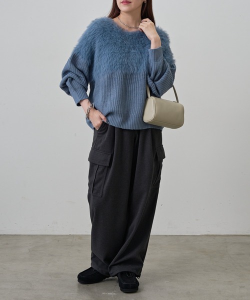 COLONY 2139（コロニートゥーワンスリーナイン）の「切替シャギーニット（ニット/セーター・レディース・ブラウン/レッド/グレー/アイボリー/グレイッシュベージュ/サックスブルー・FREE）」の20枚目の写真