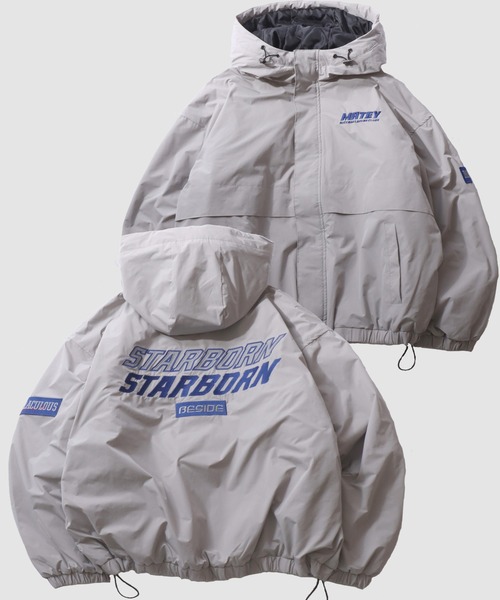 SITRY(シトリー)の「Big Patch Padded Zip Hoodie/ワッペン刺繍 オーバーサイズ パファージャケット パデッドジャケット ファイバーダウンジャケット レディース メンズ(ダウンジャケット/コート・メンズ・ブラック/ライトグレー・M/L)」の2枚目の写真