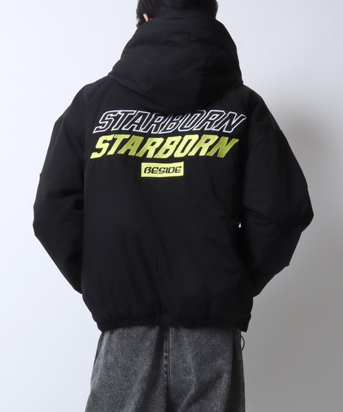 SITRY(シトリー)の「Big Patch Padded Zip Hoodie/ワッペン刺繍 オーバーサイズ パファージャケット パデッドジャケット ファイバーダウンジャケット レディース メンズ(ダウンジャケット/コート・メンズ・ブラック/ライトグレー・M/L)」の4枚目の写真