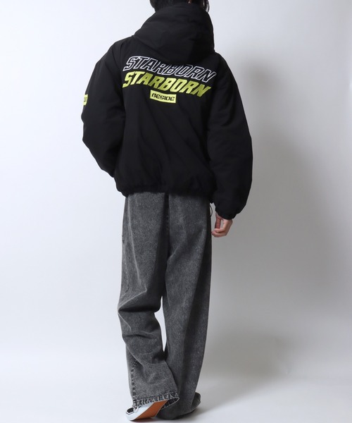 SITRY(シトリー)の「Big Patch Padded Zip Hoodie/ワッペン刺繍 オーバーサイズ パファージャケット パデッドジャケット ファイバーダウンジャケット レディース メンズ(ダウンジャケット/コート・メンズ・ブラック/ライトグレー・M/L)」の5枚目の写真