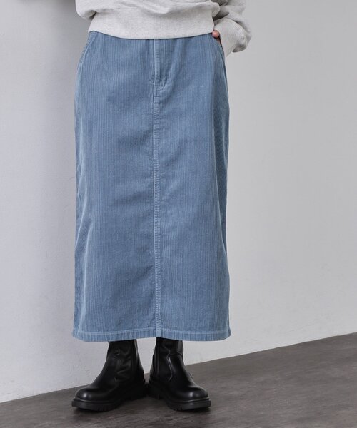OPAQUE.CLIP（オペークドットクリップ）の「コーデュロイナロースカート【洗濯機OK】（スカート・レディース・ライトブルー/ブラウン系/キャメル・38/40/42）」の3枚目の写真