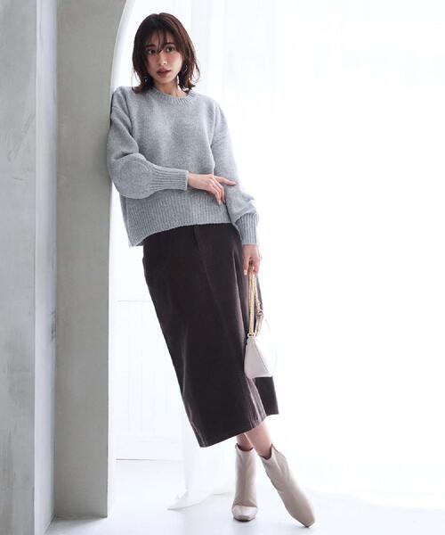 OPAQUE.CLIP（オペークドットクリップ）の「コーデュロイナロースカート【洗濯機OK】（スカート・レディース・ライトブルー/ブラウン系/キャメル・38/40/42）」の4枚目の写真