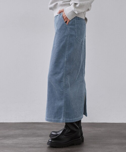 OPAQUE.CLIP（オペークドットクリップ）の「コーデュロイナロースカート【洗濯機OK】（スカート・レディース・ライトブルー/ブラウン系/キャメル・38/40/42）」の9枚目の写真