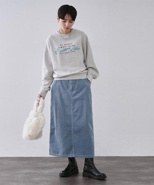 OPAQUE.CLIP（オペークドットクリップ）の「コーデュロイナロースカート【洗濯機OK】（スカート・レディース・ライトブルー/ブラウン系/キャメル・38/40/42）」の10枚目の写真
