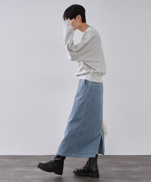 OPAQUE.CLIP（オペークドットクリップ）の「コーデュロイナロースカート【洗濯機OK】（スカート・レディース・ライトブルー/ブラウン系/キャメル・38/40/42）」の11枚目の写真