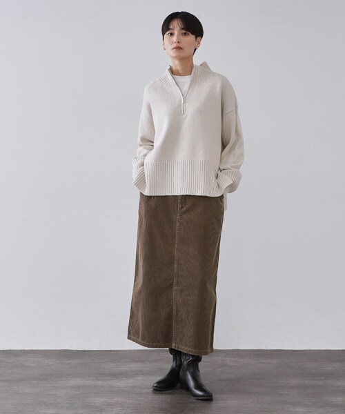 OPAQUE.CLIP（オペークドットクリップ）の「コーデュロイナロースカート【洗濯機OK】（スカート・レディース・ライトブルー/ブラウン系/キャメル・38/40/42）」の14枚目の写真