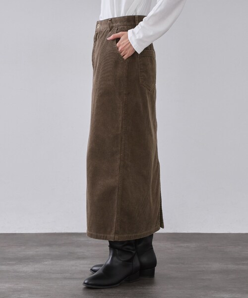 OPAQUE.CLIP（オペークドットクリップ）の「コーデュロイナロースカート【洗濯機OK】（スカート・レディース・ライトブルー/ブラウン系/キャメル・38/40/42）」の18枚目の写真