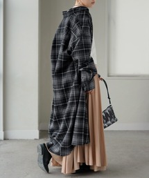 チェックロングシャツワンピース