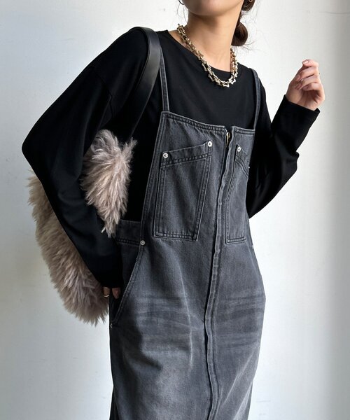 DouDou（ドゥドゥ）の「【WEB限定】ウォームルーズロンTEE（Tシャツ/カットソー・レディース・ブラック/オフホワイト/チャコールグレー/ブラウン・FREE）」の2枚目の写真