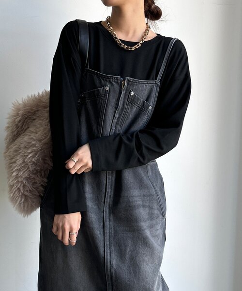 DouDou（ドゥドゥ）の「【WEB限定】ウォームルーズロンTEE（Tシャツ/カットソー・レディース・ブラック/オフホワイト/チャコールグレー/ブラウン・FREE）」の21枚目の写真