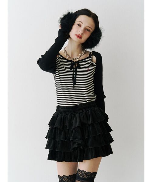 jouetie（ジュエティ）の「オープンショルダーレイヤードニット（ニット/セーター・レディース・ピンク/ブルー/ブラック・MEDIUM）」の15枚目の写真