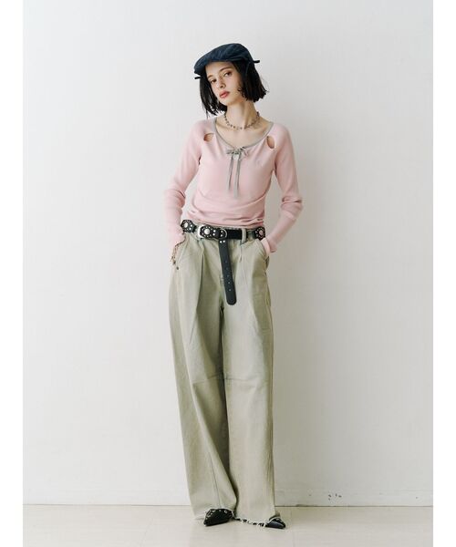 jouetie（ジュエティ）の「オープンショルダーレイヤードニット（ニット/セーター・レディース・ピンク/ブルー/ブラック・MEDIUM）」の22枚目の写真