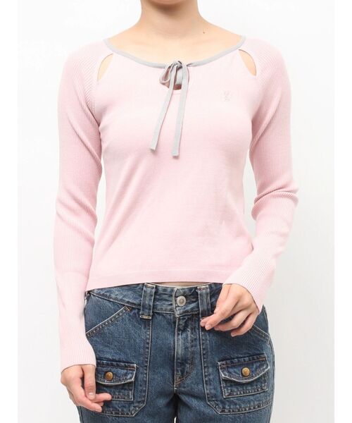 jouetie（ジュエティ）の「オープンショルダーレイヤードニット（ニット/セーター・レディース・ピンク/ブルー/ブラック・MEDIUM）」の12枚目の写真