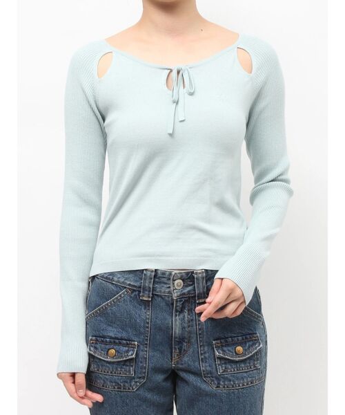 jouetie（ジュエティ）の「オープンショルダーレイヤードニット（ニット/セーター・レディース・ピンク/ブルー/ブラック・MEDIUM）」の13枚目の写真