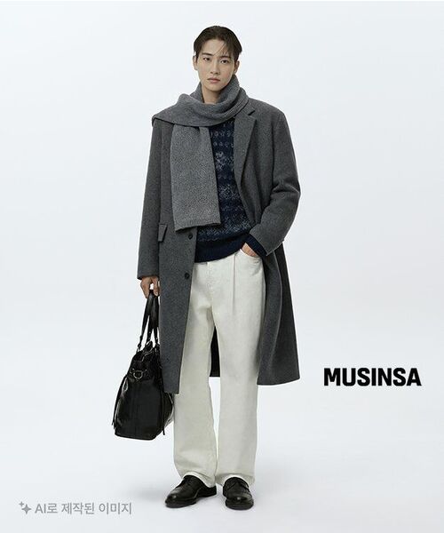 MUSINSA STANDARD（ムシンサスタンダード）の「ウールブレンドビッグダディシングルマキシコート[ミディアムグレー]（チェスターコート・メンズ・その他・MEDIUM/LARGE/X-LARGE/XX-LARGE）」の13枚目の写真