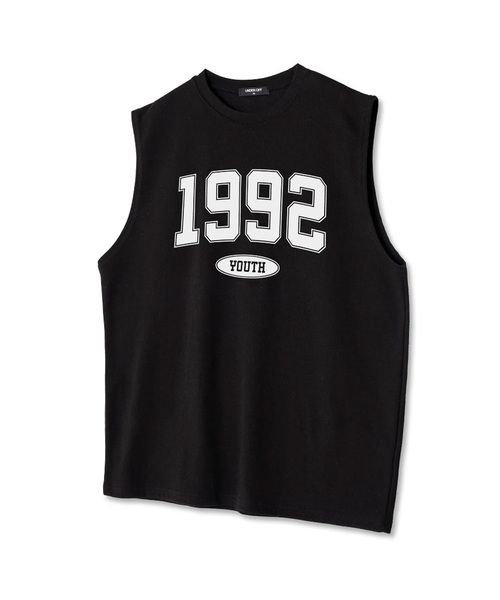UNDEROFF(アンダーオフ)の「オーバーサイズクルーネックスリーブレス1992袖なしTシャツブラックホワイト(Tシャツ/カットソー・メンズ・ホワイト・MEDIUM/LARGE/X-LARGE)」の1枚目の写真