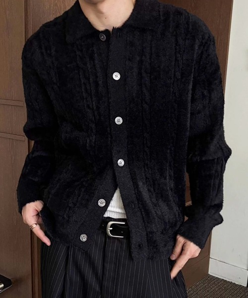 A'GEM/9 × .kom 『BENUSTA/ベヌスタ』Shaggy Open Collar Cardigan/シャギーオープンカラーカーディガン