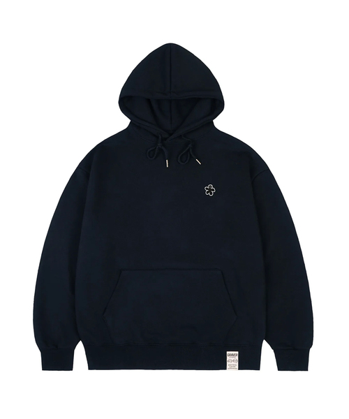 ユニセックス]ブラックオードフラワー刺繍フードパーカー_ネイビー