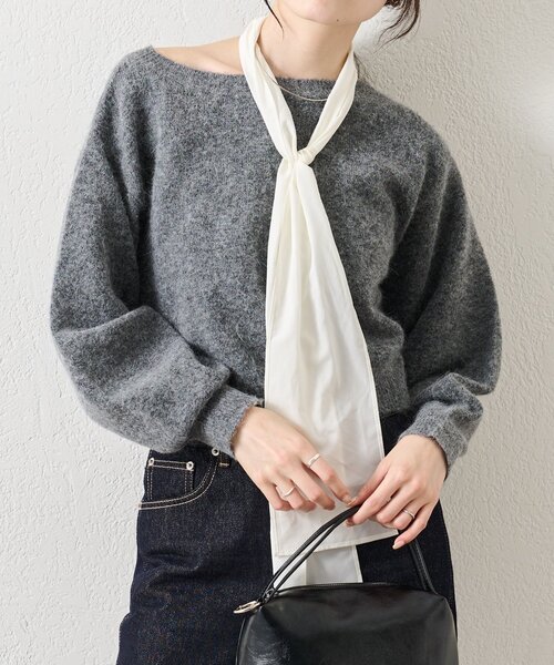 mystic（ミスティック）の「リボン付きニット プルオーバー（ニット/セーター・レディース・ベージュ/チャコールグレー/ネイビー・FREE）」の12枚目の写真