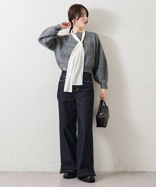 mystic（ミスティック）の「リボン付きニット プルオーバー（ニット/セーター・レディース・ベージュ/チャコールグレー/ネイビー・FREE）」の15枚目の写真