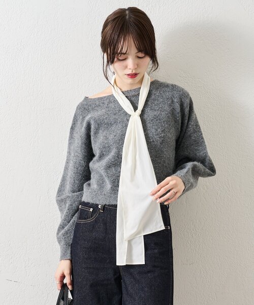 mystic（ミスティック）の「リボン付きニット プルオーバー（ニット/セーター・レディース・ベージュ/チャコールグレー/ネイビー・FREE）」の17枚目の写真