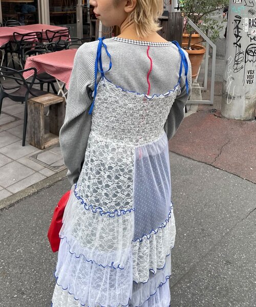 HELLO.SANFRANCISCO（ハローサンフランシスコ）の「【HELLO.SANFRANCISCO/ハローサンフランシスコ】2WAYレースブロッキングティアードスカート（スカート・レディース・ホワイト/ピンク/アイボリー・ONE SIZE）」の5枚目の写真