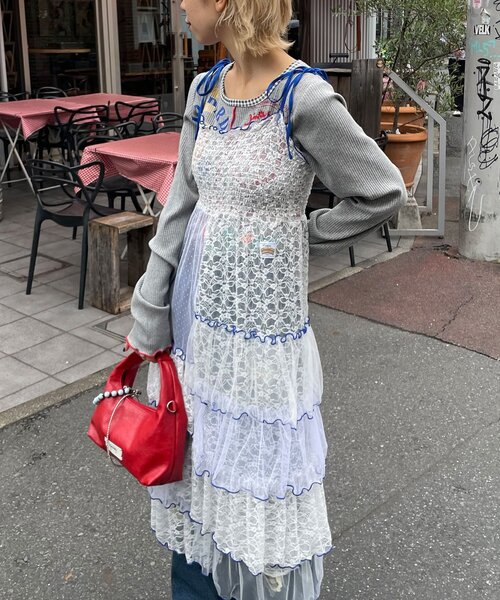 HELLO.SANFRANCISCO（ハローサンフランシスコ）の「【HELLO.SANFRANCISCO/ハローサンフランシスコ】2WAYレースブロッキングティアードスカート（スカート・レディース・ホワイト/ピンク/アイボリー・ONE SIZE）」の6枚目の写真