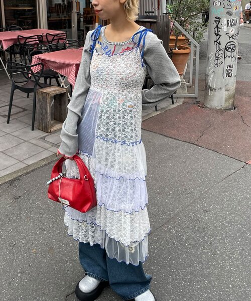 HELLO.SANFRANCISCO（ハローサンフランシスコ）の「【HELLO.SANFRANCISCO/ハローサンフランシスコ】2WAYレースブロッキングティアードスカート（スカート・レディース・ホワイト/ピンク/アイボリー・ONE SIZE）」の7枚目の写真