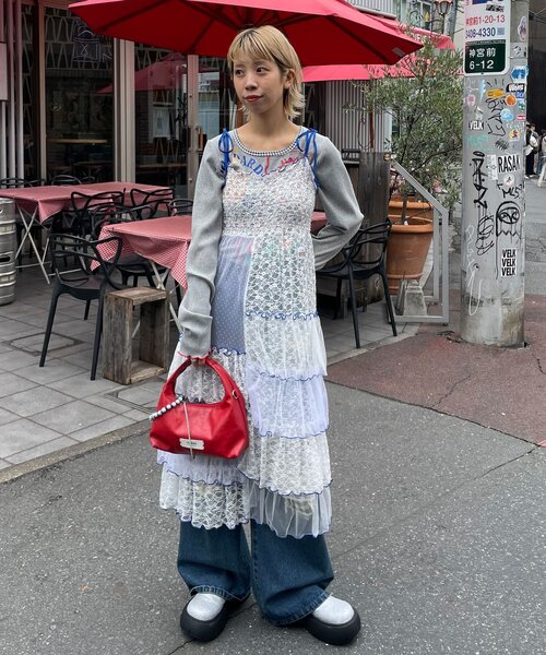 HELLO.SANFRANCISCO（ハローサンフランシスコ）の「【HELLO.SANFRANCISCO/ハローサンフランシスコ】2WAYレースブロッキングティアードスカート（スカート・レディース・ホワイト/ピンク/アイボリー・ONE SIZE）」の8枚目の写真