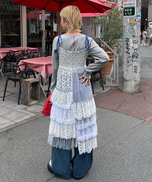 HELLO.SANFRANCISCO（ハローサンフランシスコ）の「【HELLO.SANFRANCISCO/ハローサンフランシスコ】2WAYレースブロッキングティアードスカート（スカート・レディース・ホワイト/ピンク/アイボリー・ONE SIZE）」の9枚目の写真