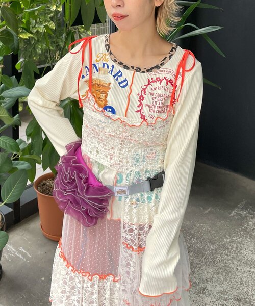 HELLO.SANFRANCISCO（ハローサンフランシスコ）の「【HELLO.SANFRANCISCO/ハローサンフランシスコ】2WAYレースブロッキングティアードスカート（スカート・レディース・ホワイト/ピンク/アイボリー・ONE SIZE）」の10枚目の写真