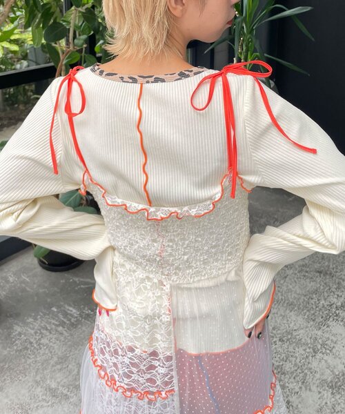 HELLO.SANFRANCISCO（ハローサンフランシスコ）の「【HELLO.SANFRANCISCO/ハローサンフランシスコ】2WAYレースブロッキングティアードスカート（スカート・レディース・ホワイト/ピンク/アイボリー・ONE SIZE）」の11枚目の写真