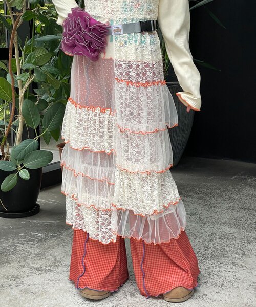 HELLO.SANFRANCISCO（ハローサンフランシスコ）の「【HELLO.SANFRANCISCO/ハローサンフランシスコ】2WAYレースブロッキングティアードスカート（スカート・レディース・ホワイト/ピンク/アイボリー・ONE SIZE）」の13枚目の写真