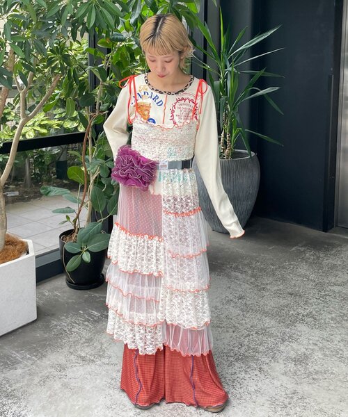 HELLO.SANFRANCISCO（ハローサンフランシスコ）の「【HELLO.SANFRANCISCO/ハローサンフランシスコ】2WAYレースブロッキングティアードスカート（スカート・レディース・ホワイト/ピンク/アイボリー・ONE SIZE）」の14枚目の写真