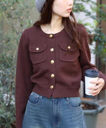 FREE'S MART | ◇フロントポケット金ボタンニットカーディガン(ニット/セーター)