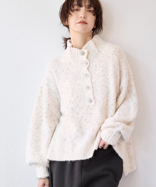 RIVE DROITE（リヴドロワ）の「【キャッチーな編地】ラメノット2wayタートル（ニット/セーター・レディース・ブラウン/オフホワイト・FREE）」の2枚目の写真