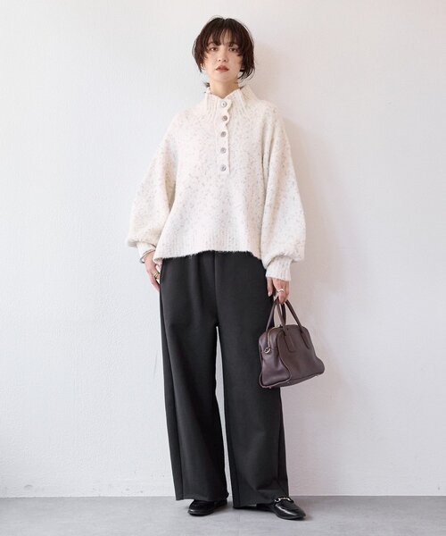 RIVE DROITE（リヴドロワ）の「【キャッチーな編地】ラメノット2wayタートル（ニット/セーター・レディース・ブラウン/オフホワイト・FREE）」の18枚目の写真