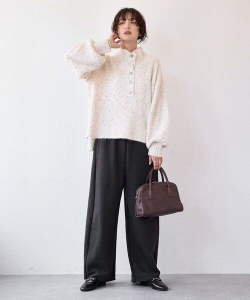 RIVE DROITE（リヴドロワ）の「【キャッチーな編地】ラメノット2wayタートル（ニット/セーター・レディース・ブラウン/オフホワイト・FREE）」の19枚目の写真