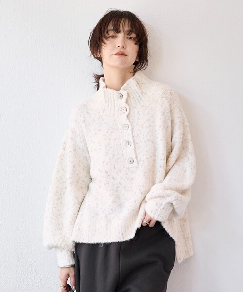 RIVE DROITE（リヴドロワ）の「【キャッチーな編地】ラメノット2wayタートル（ニット/セーター・レディース・ブラウン/オフホワイト・FREE）」の22枚目の写真